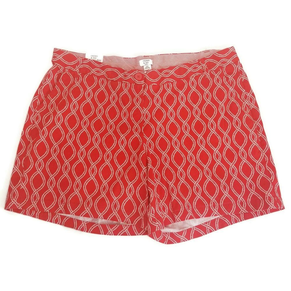 Crown & Ivy 20W Curvy Carolina Shorts Red $49